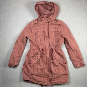 American Eagle Coat Women's Size XS Pink Hooded Jacket Quilted Full Zip & Snap